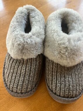 UGG Gray Plush Shearling Slippers